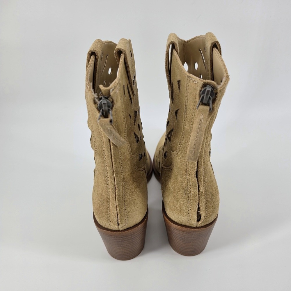 Dolce Vita Women Zenobi Bootie Suede Dark Taupe size 9 Laser Cut Western Heel - Picture 5 of 9